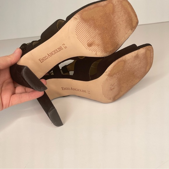 Enzo Angiolini Trudy Black Leather Heels Sandals 7.5 - Picture 14 of 17